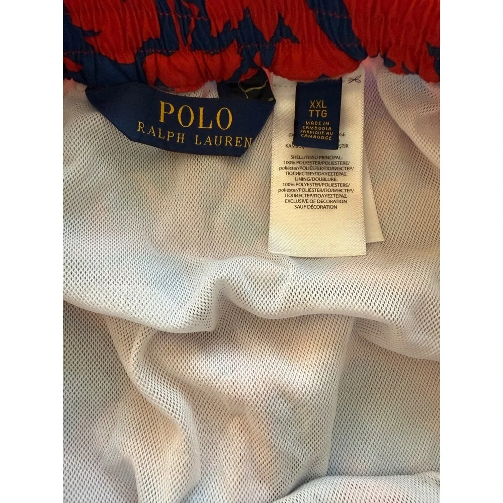 Polo Ralph Lauren Kailuna Safari Swim Trunks Mens XXL Red/ Blue Board‎ Shorts